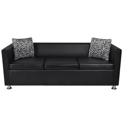 vidaXL Conjunto de sofás de 2 y 3 plazas de cuero artificial negro