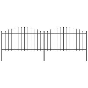 vidaXL Valla de jard&iacute;n con punta de lanza de acero 359x150 cm negra