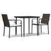 vidaXL Juego comedor jard&iacute;n 3 piezas y cojines rat&aacute;n sint&eacute;tico y acero