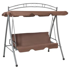 vidaXL Banco columpio convertible de exterior con dosel color caf&eacute;