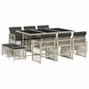 vidaXL Set de comedor de jard&iacute;n 11 pzas y cojines rat&aacute;n sint&eacute;tico gris
