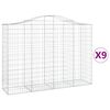 vidaXL Cestas gaviones 9 uds forma de arco hierro 200x50x140/160 cm