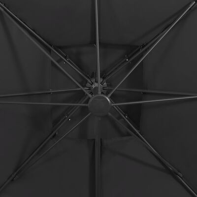 vidaXL Sombrilla voladiza con doble techo negro 300x300 cm