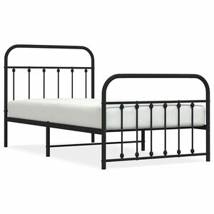 vidaXL Estructura cama sin colch&oacute;n con estribo metal negro 100x190 cm