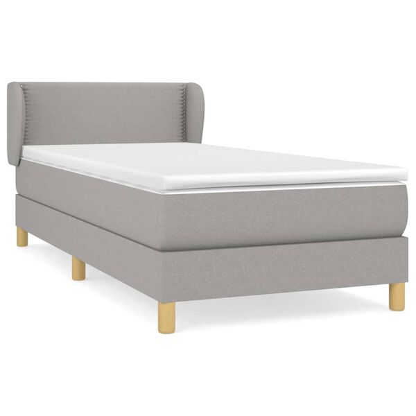 vidaXL Cama box spring con colch&oacute;n tela gris claro 80x200 cm