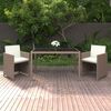 vidaXL Set comedor de jard&iacute;n 3 pzas con cojines rat&aacute;n sint&eacute;tico beige