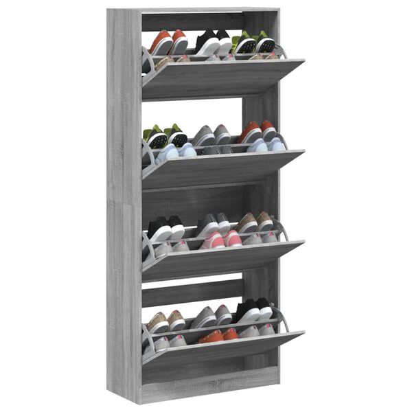 vidaXL Mueble zapatero 4 cajones abatibles gris Sonoma 80x34x187,5 cm