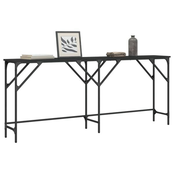 vidaXL Mesa consola madera de ingenier&iacute;a negra 180x29x75 cm