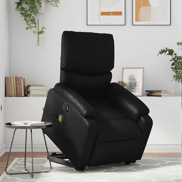 vidaXL Sill&oacute;n de masaje elevable el&eacute;ctrico cuero sint&eacute;tico negro