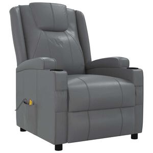vidaXL Sill&oacute;n de masaje de cuero sint&eacute;tico gris antracita