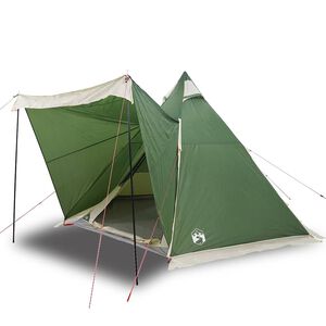 vidaXL Tienda de campa&ntilde;a familiar tipi 6 personas impermeable verde