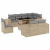 vidaXL Set de sof&aacute;s de jard&iacute;n 9 pzas con cojines rat&aacute;n sint&eacute;tico beige