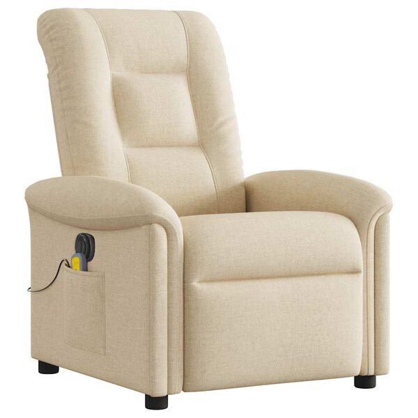 vidaXL Sill&oacute;n reclinable de masaje el&eacute;ctrico tela color crema