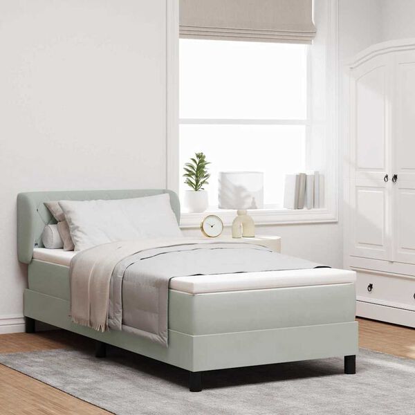 vidaXL Cama tipo Box Spring Gris claro 90 x 200 cm Terciopelo