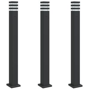 vidaXL L&aacute;mparas suelo exterior con enchufe 3 uds aluminio negro 110 cm