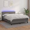 vidaXL Cama box spring colch&oacute;n y LED cuero sint&eacute;tico gris 140x200 cm