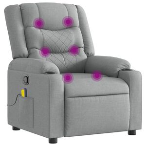 vidaXL Sill&oacute;n reclinable de masaje de tela gris claro