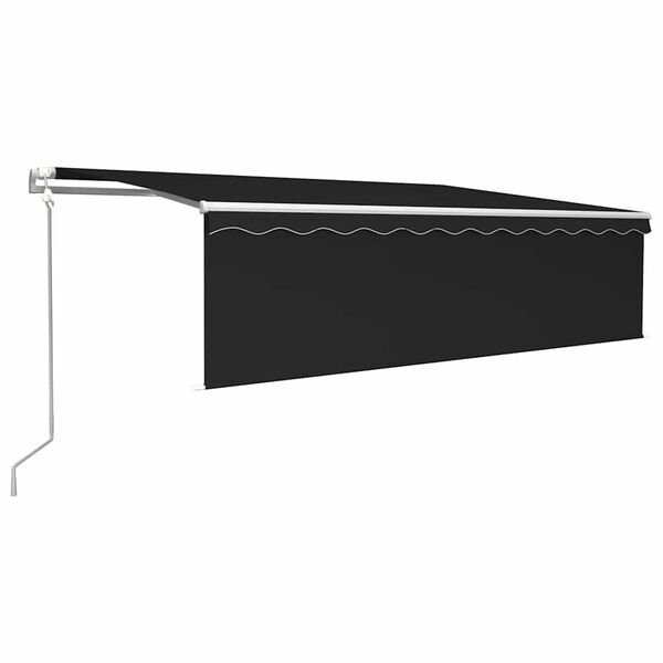 vidaXL Toldo autom&aacute;tico persiana, LED y sensor viento antracita 5x3 m