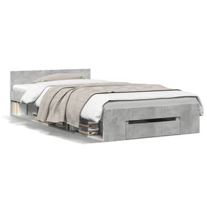 vidaXL Cama con caj&oacute;n madera de ingenier&iacute;a gris hormig&oacute;n 90x190 cm