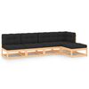 vidaXL Juego de muebles de jard&iacute;n 5 pzas y cojines madera maciza pino