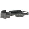 vidaXL Set de muebles de jard&iacute;n 8 pzas y cojines rat&aacute;n sint&eacute;tico gris