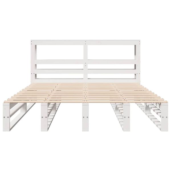 vidaXL Estructura de cama sin colch&oacute;n madera de pino blanco 135x190 cm