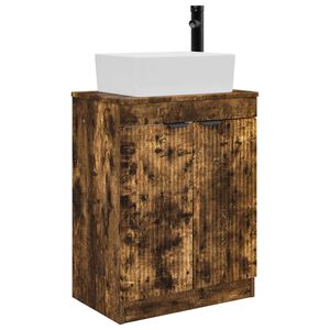 vidaXL Vanidad de ba&ntilde;o con lavabo Roble Ahumado 54 x 35 x 83 cm