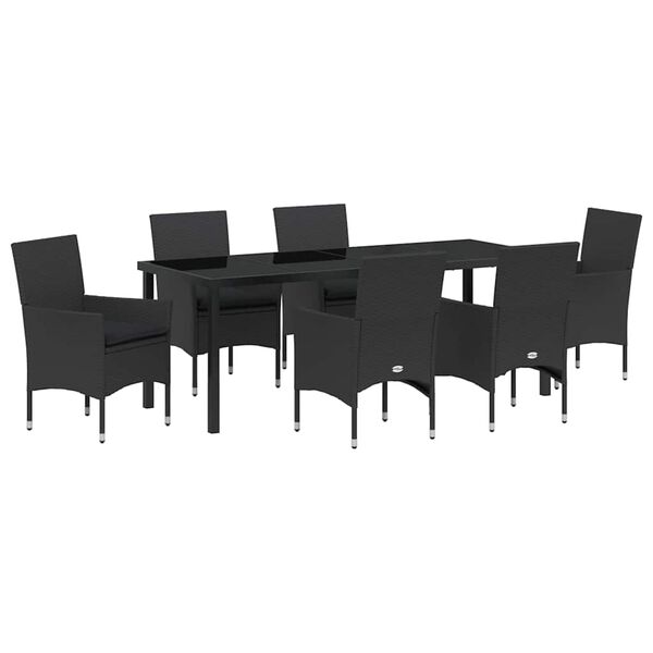 vidaXL Conjunto de Comedor de Jard&iacute;n 7 pcs Negro rat&aacute;n sint&eacute;tico