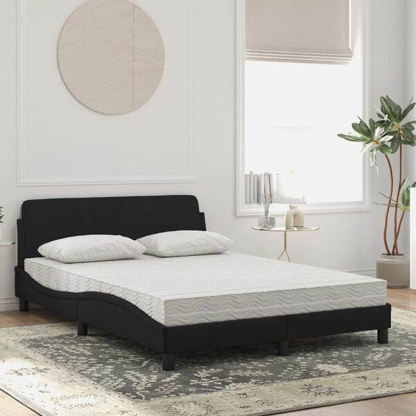 vidaXL Cama con colch&oacute;n Dover terciopelo negro 120x200 cm