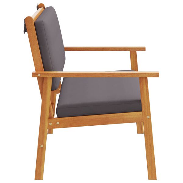 vidaXL Banco de jard&iacute;n con coj&iacute;n Antracita Madera de Acacia S&oacute;lida