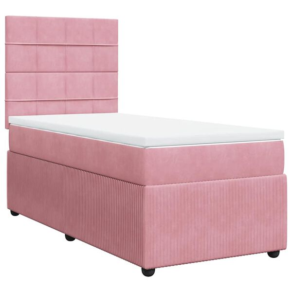 vidaXL Cama box spring con colch&oacute;n terciopelo rosa 90x200 cm