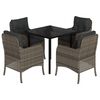 vidaXL Set comedor de jard&iacute;n 5 piezas con cojines rat&aacute;n sint&eacute;tico gris