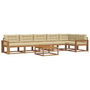 vidaXL Conjunto de sof&aacute;s de exterior con coj&iacute;n 7 pcs Natural y Beige