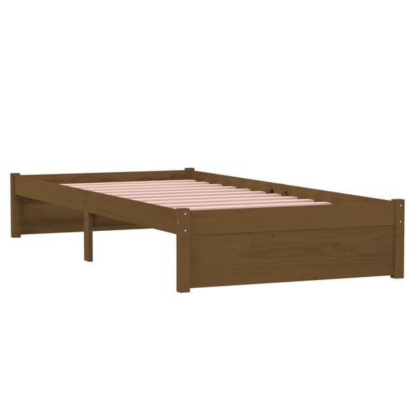 vidaXL Estructura cama sin colch&oacute;n madera maciza marr&oacute;n miel 90x200 cm