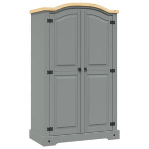 vidaXL Armario madera de pino Mexicano estilo Corona gris 2 Puertas