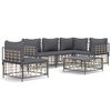 vidaXL Juego de muebles de jard&iacute;n 6 pzas cojines antracita rat&aacute;n PE