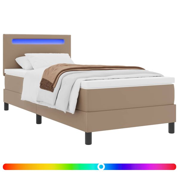 vidaXL Cama tipo Box Spring Capuchino 100 x 200 cm Cuero sint&eacute;tico