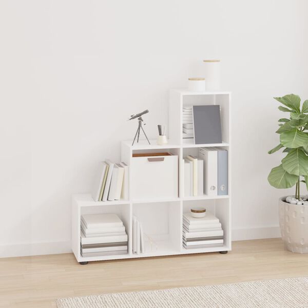vidaXL Estanter&iacute;a forma de escalera madera contrachapada blanco brillo