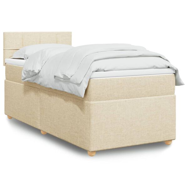 vidaXL Cama box spring con colch&oacute;n tela color crema 100x200 cm