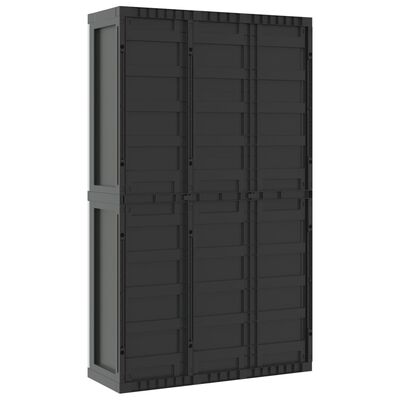 VidaXL Armario de almacenaje exterior PP gris y negro 97x37x165 cm