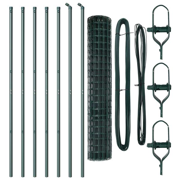 vidaXL Valla con Poste Verde 1,5 x 10 m Acero y PVC