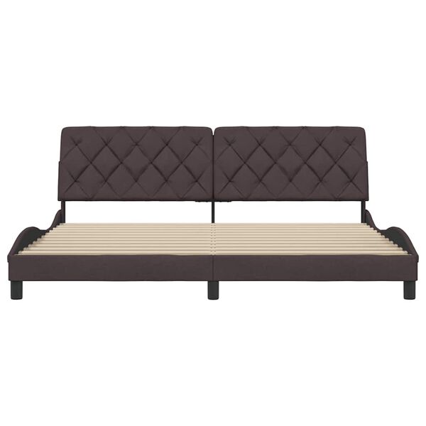 vidaXL Estructura de cama sin colch&oacute;n tela marr&oacute;n oscuro 200x200 cm