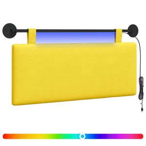 vidaXL Cabecero colgante Con luz LED Amarillo Claro Tela de Pana