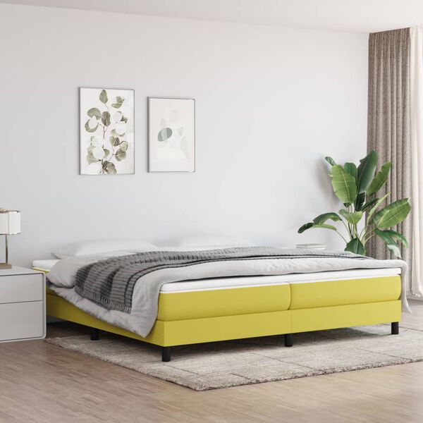 vidaXL Estructura de cama con somier tela verde 200x200 cm