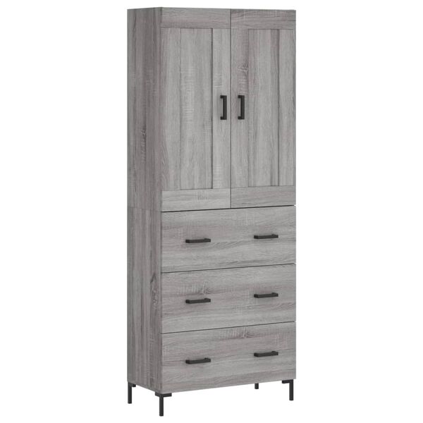 vidaXL Aparador alto madera contrachapada gris sonoma 69,5x34x180 cm