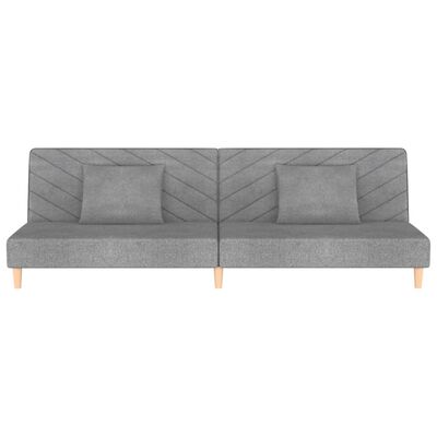 vidaXL Sofá cama de 2 plazas con dos almohadas tela gris claro