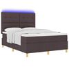 vidaXL Cama Box Spring LED con colch&oacute;n Marr&oacute;n Oscuro 160 x 200 cm tela