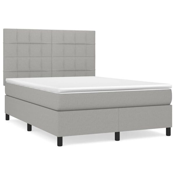 vidaXL Cama box spring con colch&oacute;n tela gris claro 140x200 cm
