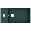 vidaXL Lavabo con rebosadero cerámica verde oscuro
