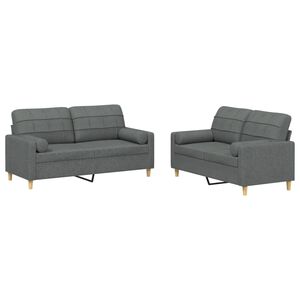 vidaXL Juego de sof&aacute;s con cojines 2 piezas tela gris oscuro
